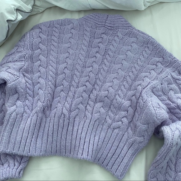 Zara Jewel Button cable knit cardigan purple small - Picture 10 of 10